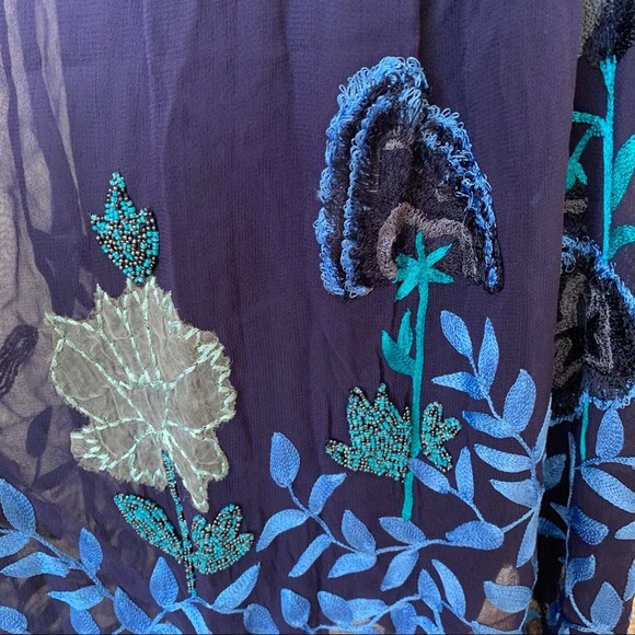 Anthropologie Not So Serious Embroidered Woodvine Swing Dress Size 6 Blue 6410 - Picture 9 of 14